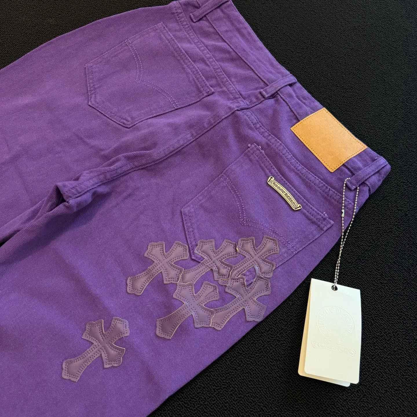 P260 Style Number: D370 Chrome Hearts Chrome Hearts Purple Leather Jeans Size# 28 30 32 34